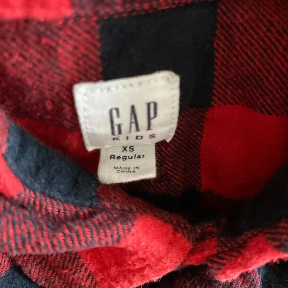 Gap Red & Black Buffalo Plaid Collared Shirt Boys' XS